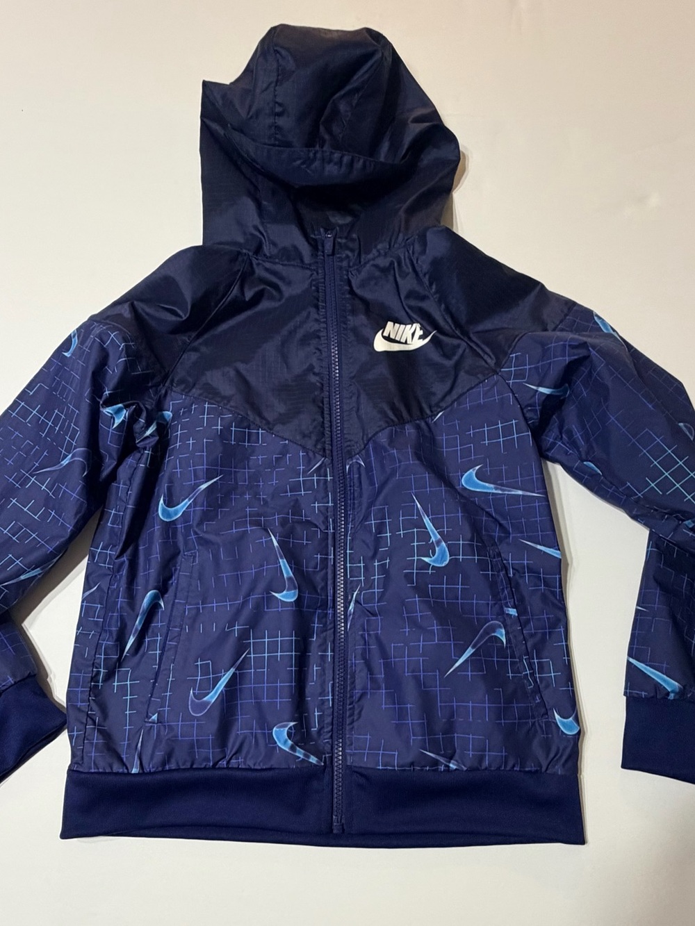 Nike Kids Navy & Light Blue Hooded Rain Jacket